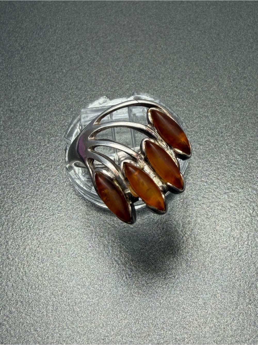 Vintage Amber and Sterling silver Ring #30str